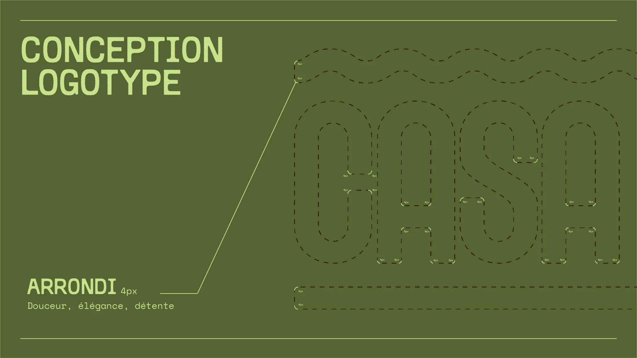 Conception du logotype Casa Del Spa : recherches, premières arches, palette terracotta.