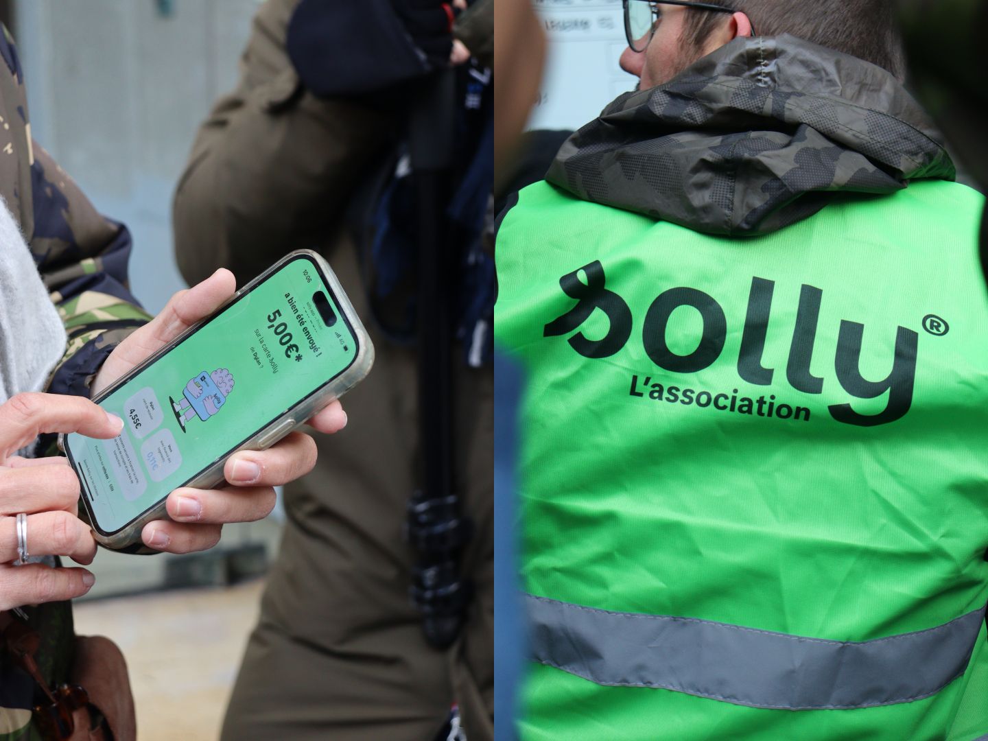 Sur le terrain : application Solly en main, gilet officiel de l'association.